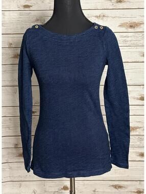 J.Crew classic Bella Swan cotton navy boatneck long sleeve Painter Tee XS